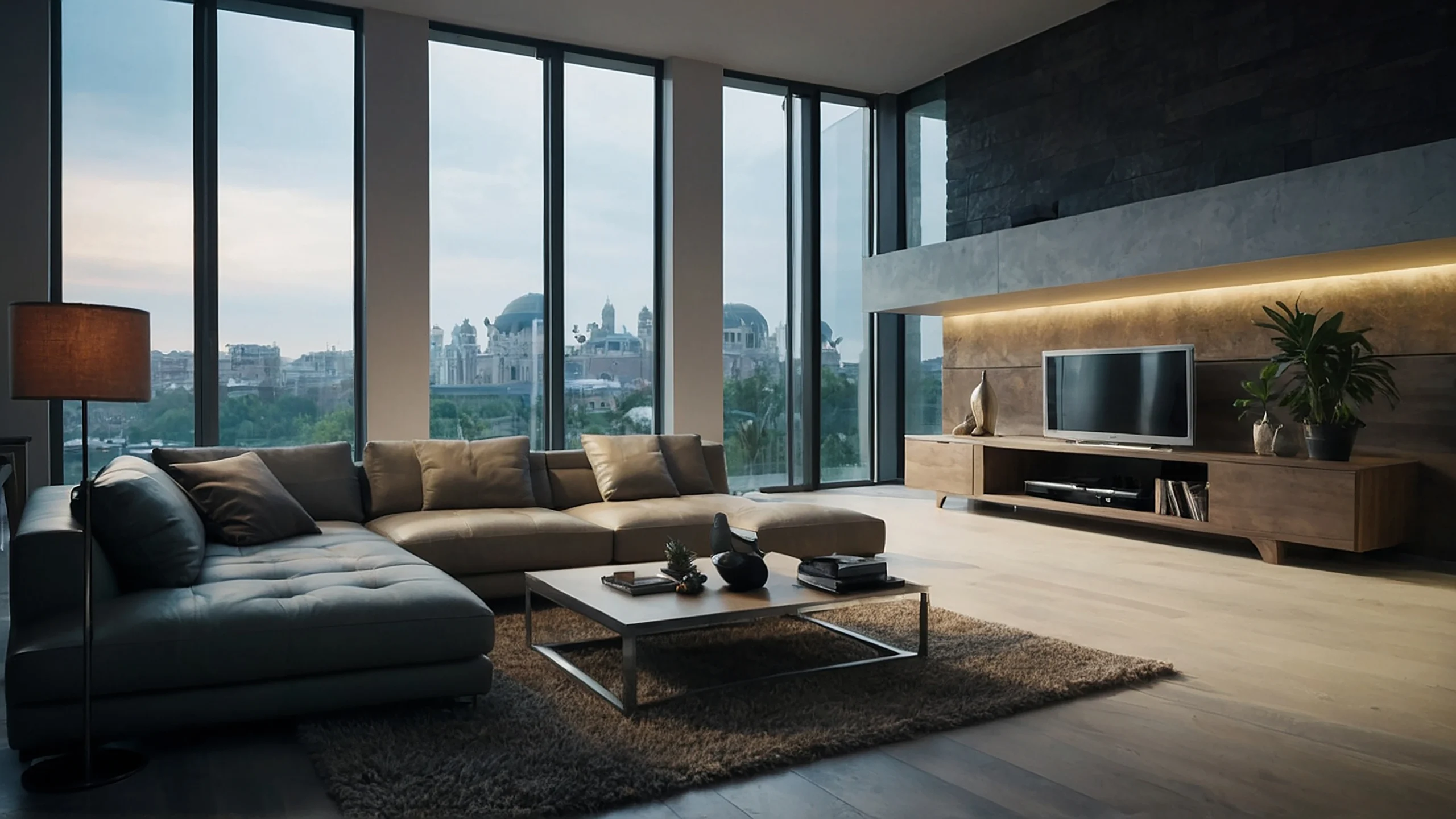 living-room-with-large-couch-plants-coffee-table